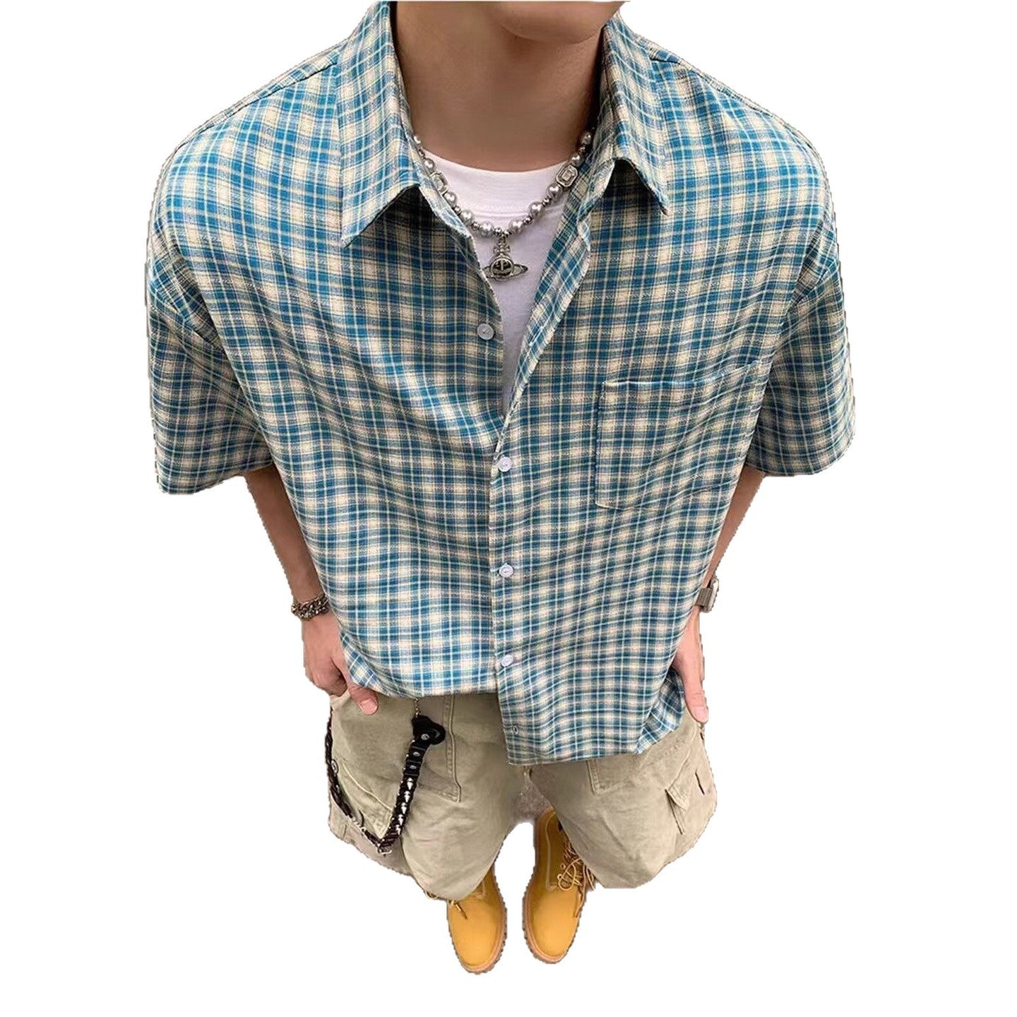 Casual Trendy Ice-silk Chemise Hommes haut de gamme Streetwear Edgy-cool Veste