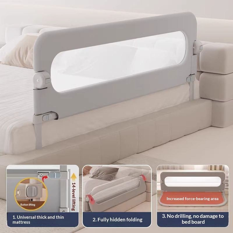 Garde de sécurité ferroviaire à lit bébé réglable Barrière de chevet pliable
