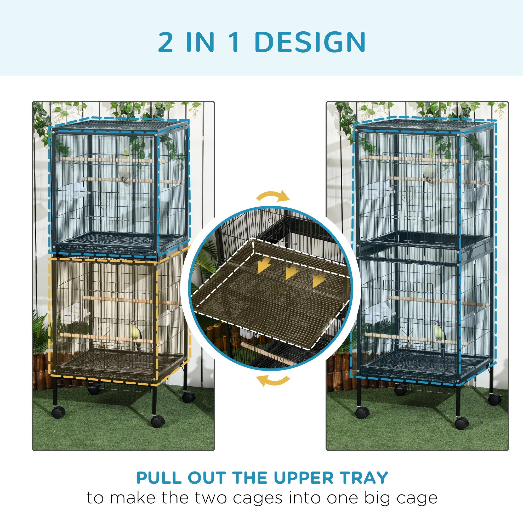 55" 2 En 1 Bird Cage Aviaire Parakeet House pour les nageoires