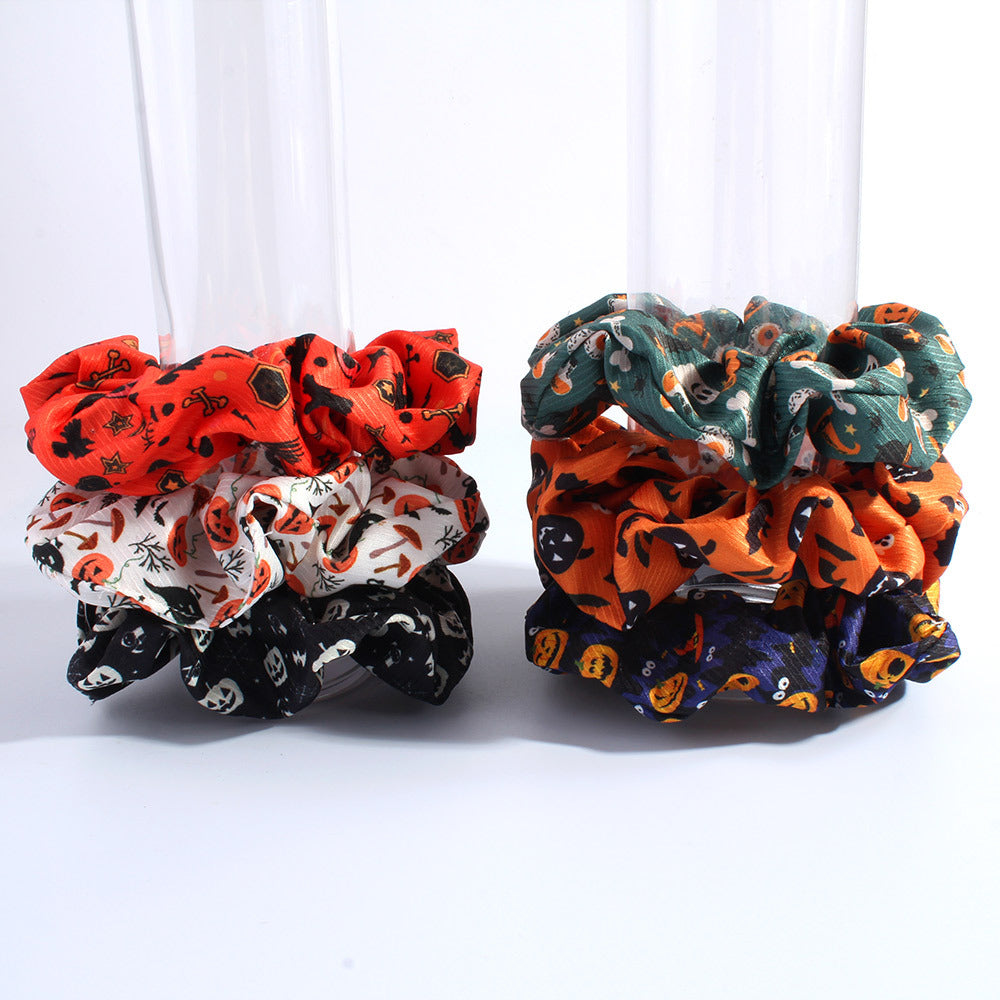 Tissu Skull-pattern Attache de cheveux Festive Femmes Accessoire de cheveux polyvalent et facile à assortir