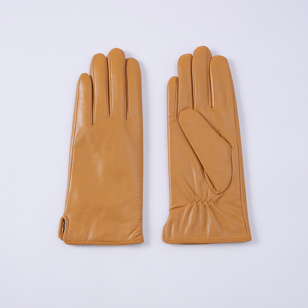 Gants en cuir thermique à couleurs solides pour femmes