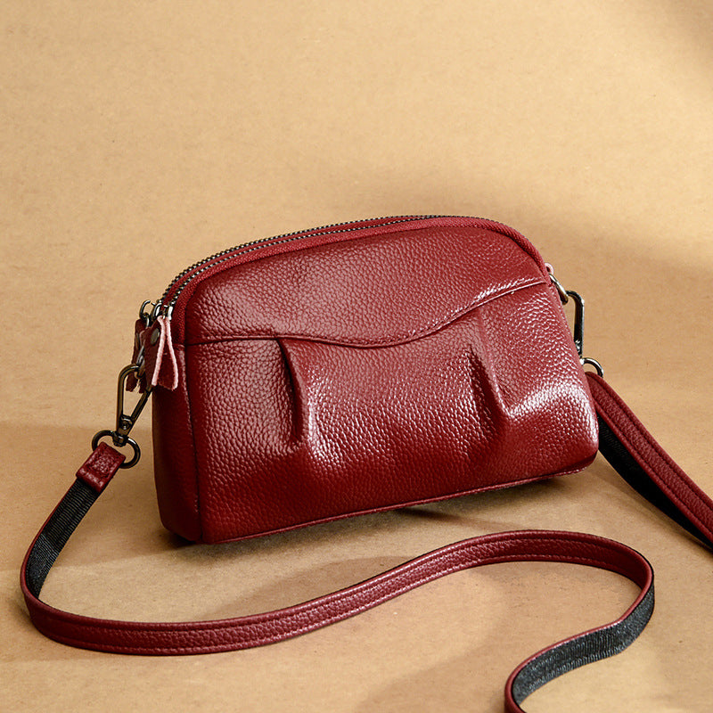Sac multi-poches en cuir véritable pour femmes