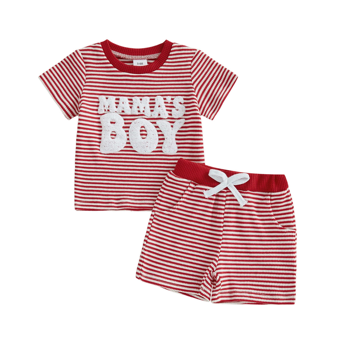 Two-piece striped short-sleeved embroidered letter and striped pants