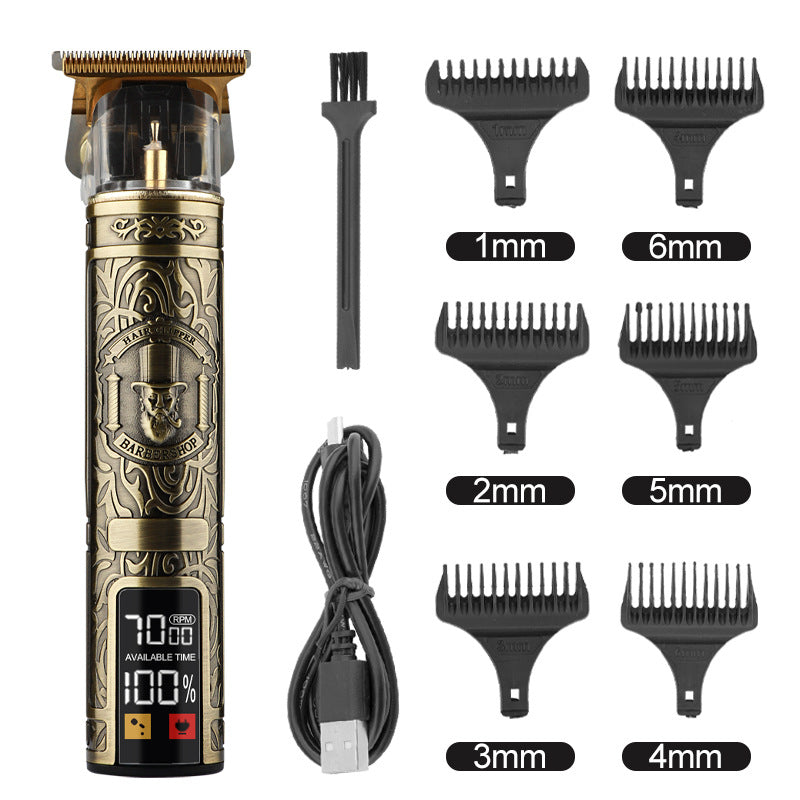 Clipper électrique électrique cheveux Cutter Retro huile gravure tête