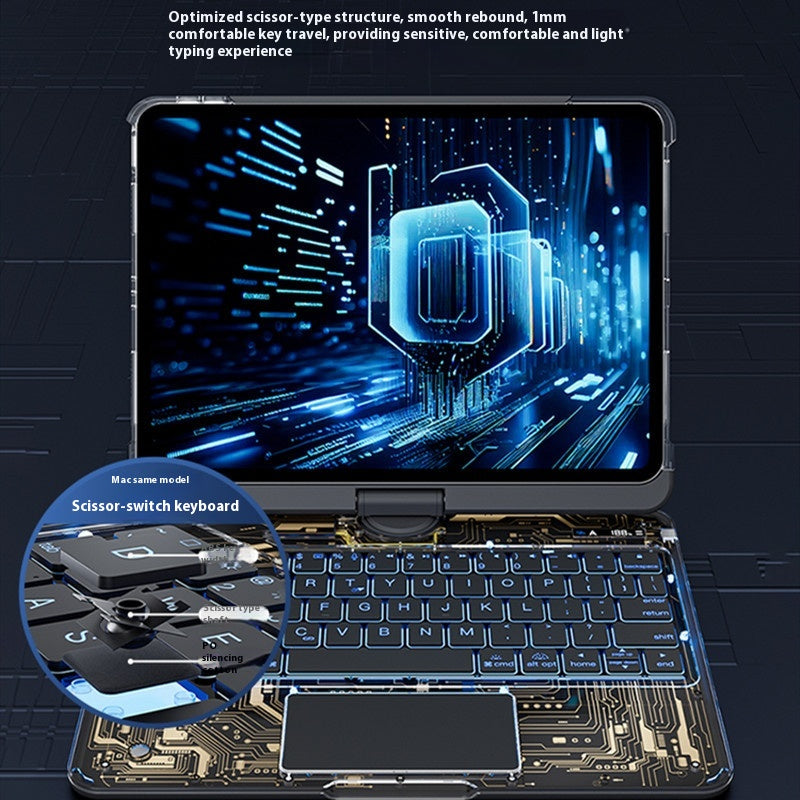 Clavier pivotant 360 case claire pour IPad Smart Trackpad Clavier compatible Bluetooth
