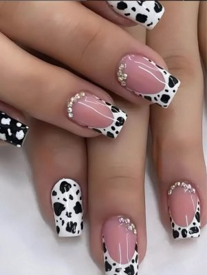 24 pièces Nail Art Haute Mode Simple Strass papillon fleur de vache porter Nail