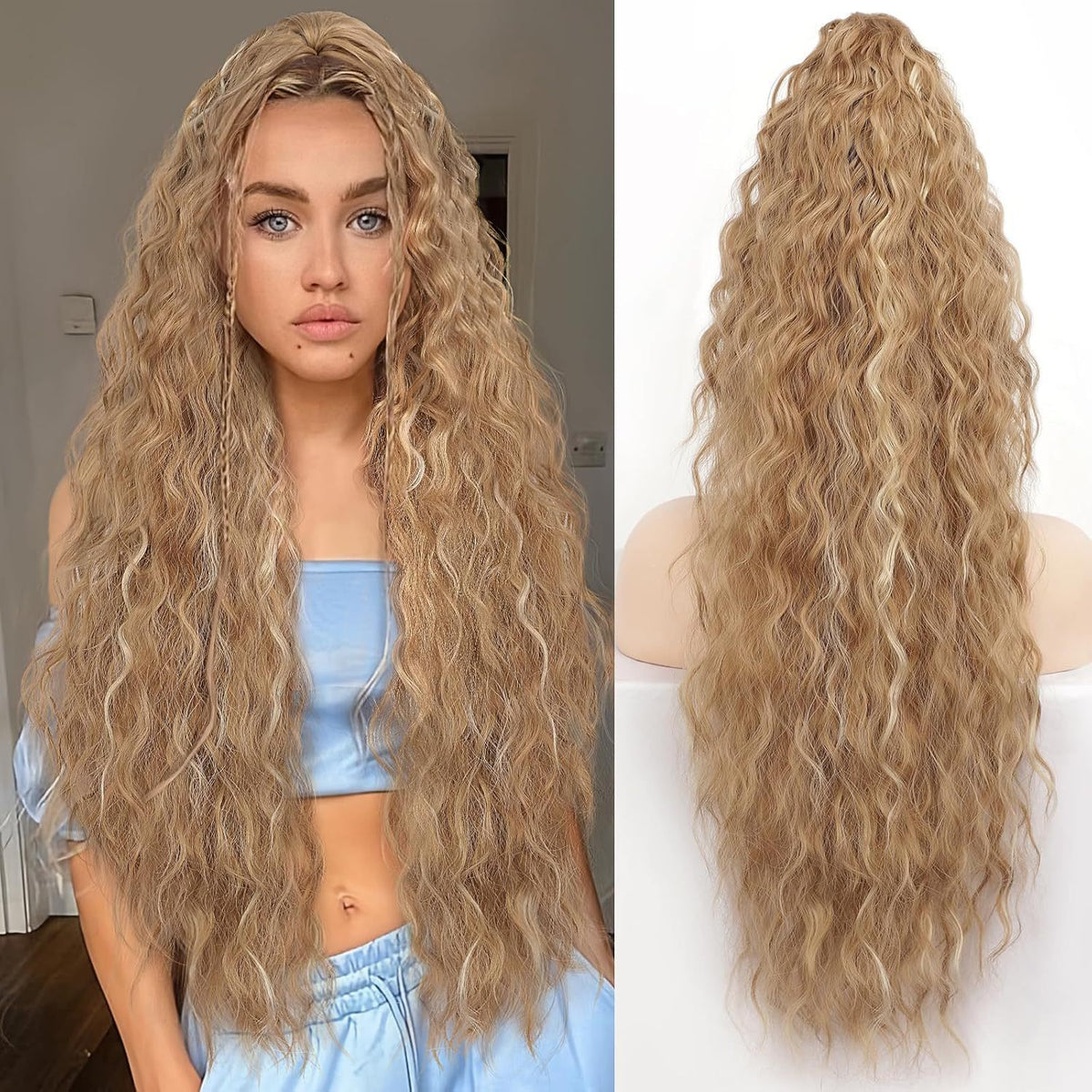 Grip Poneytail Fluffy Long Curly Cheval Tail Wig