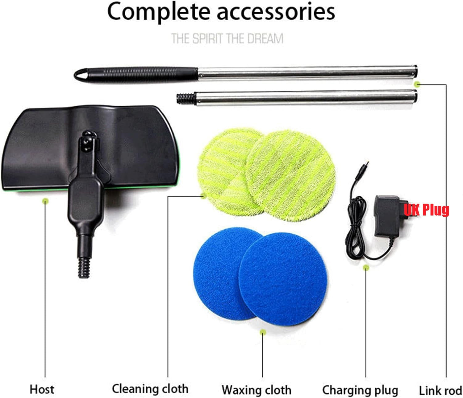 UK Cordless Power Electric Spinning Mop Nettoyeur de sol rechargeable Scrubber