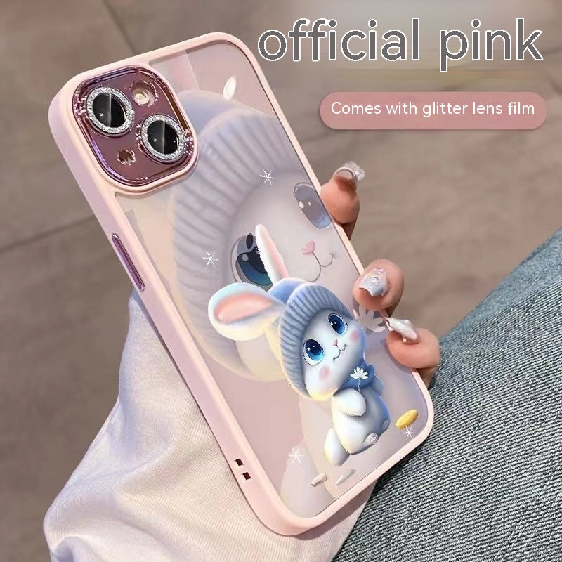 Chapeau Rabbit Glitter Lens Transparent Mobile Phone Protection Shell