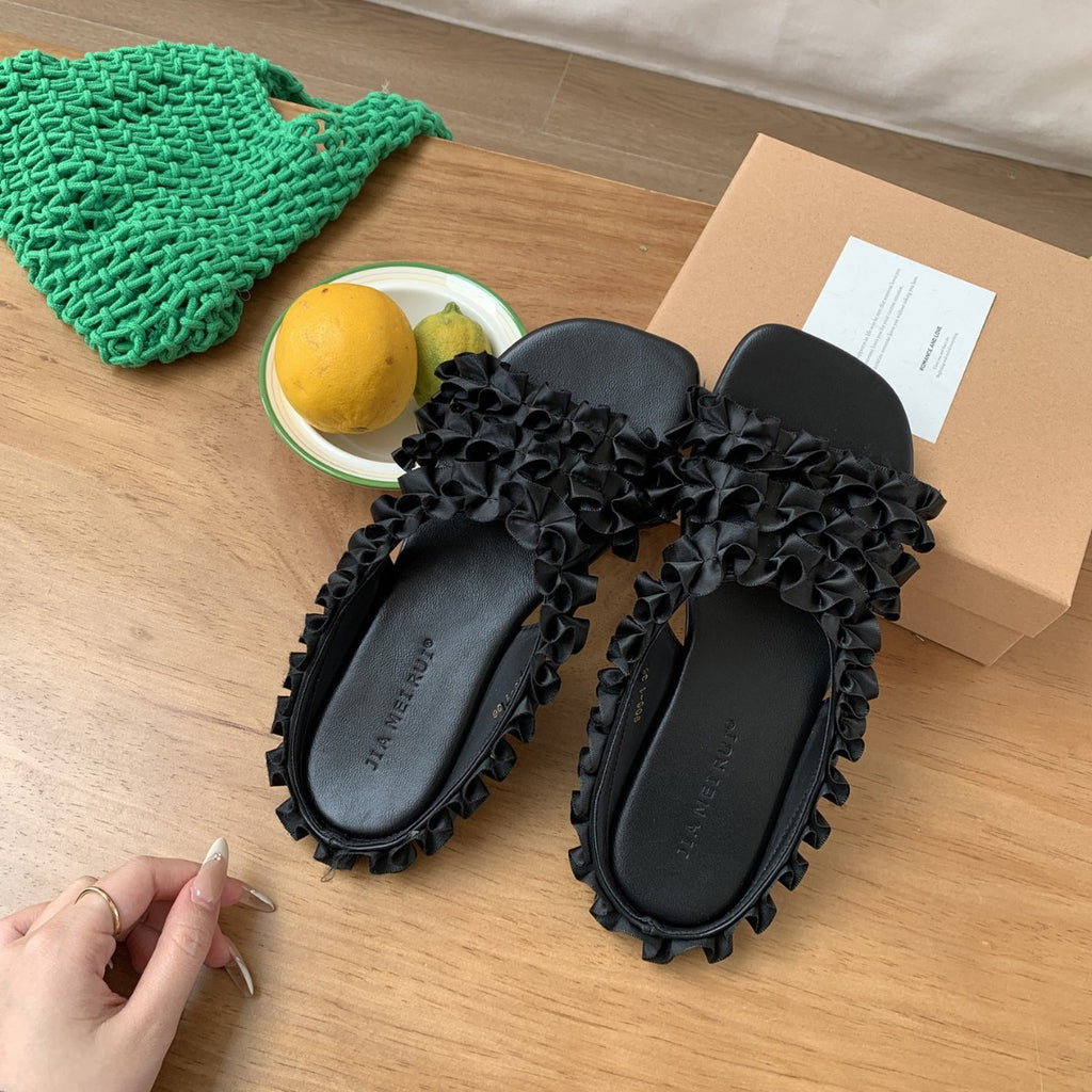 Sandales à pieds carrés de style français pour femmes
