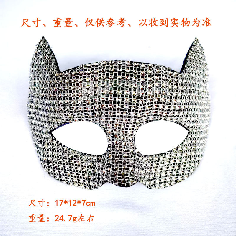 Performance Masquerade d'Halloween Cristaux Stick-on Cat Hommes et femmes Masque