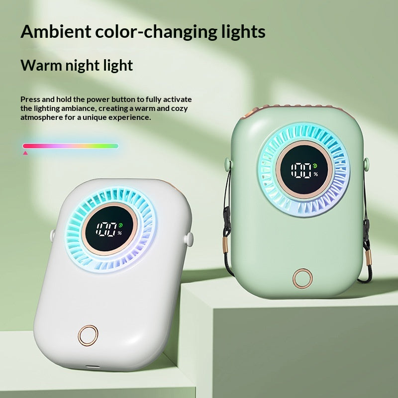 Portable fan with a lightweight seven-color collar