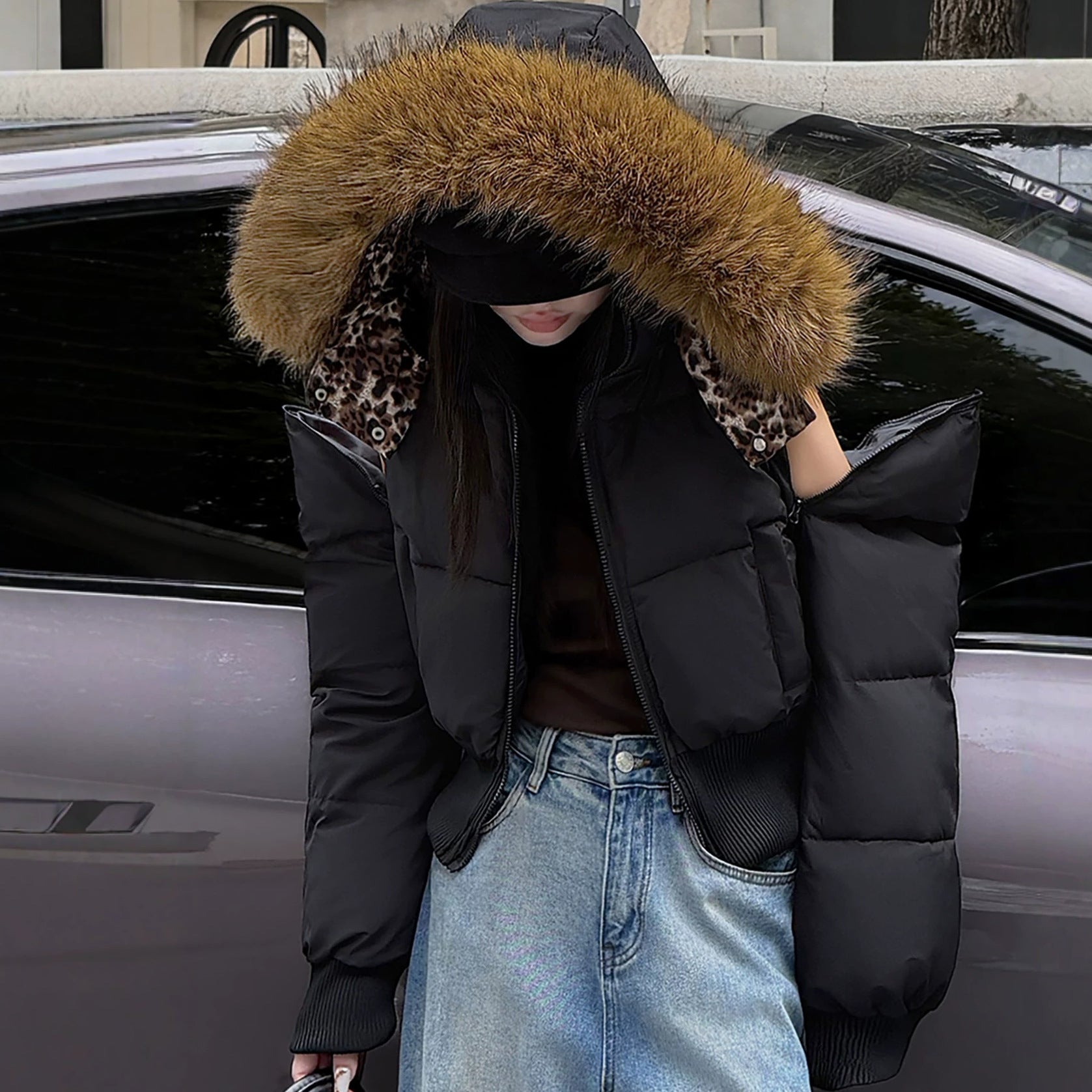 Manteau d'hiver à capuchon avec top super épais pour chaud