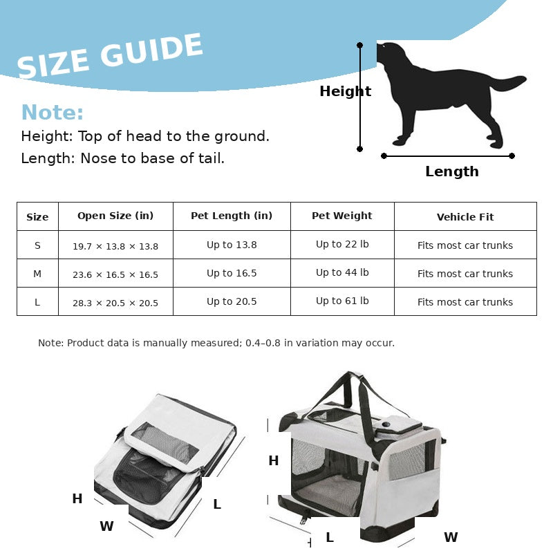 3-Porte pliant soft Dog Crate avec sac de transport et lit polaire