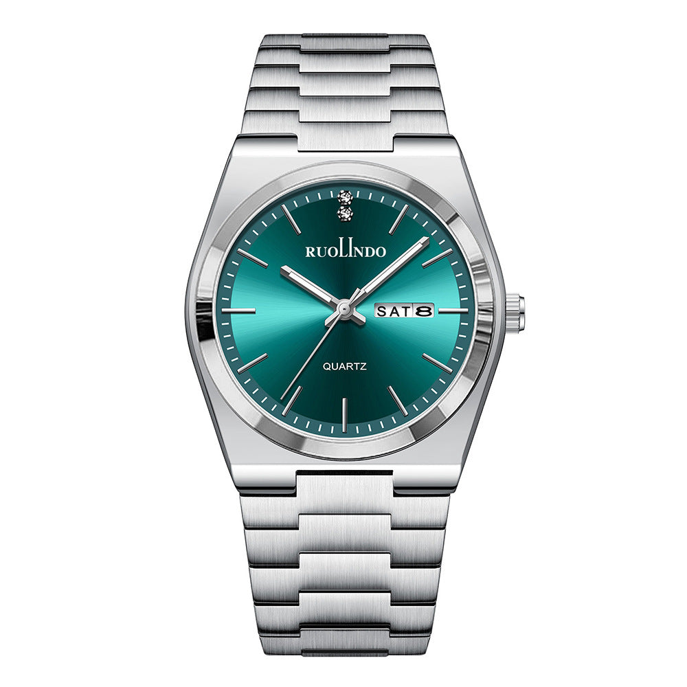 Double calendrier Avancé en acier inoxydable Lumineux hommes montre