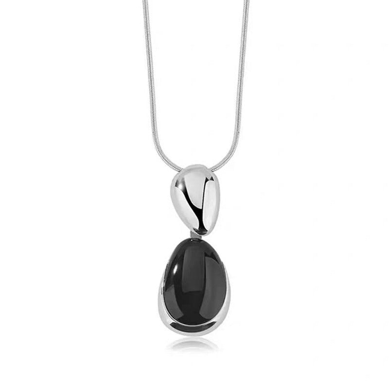 Chinese Style Accessoires Irrégulier Pointage Noir Onyx Collier Femmes