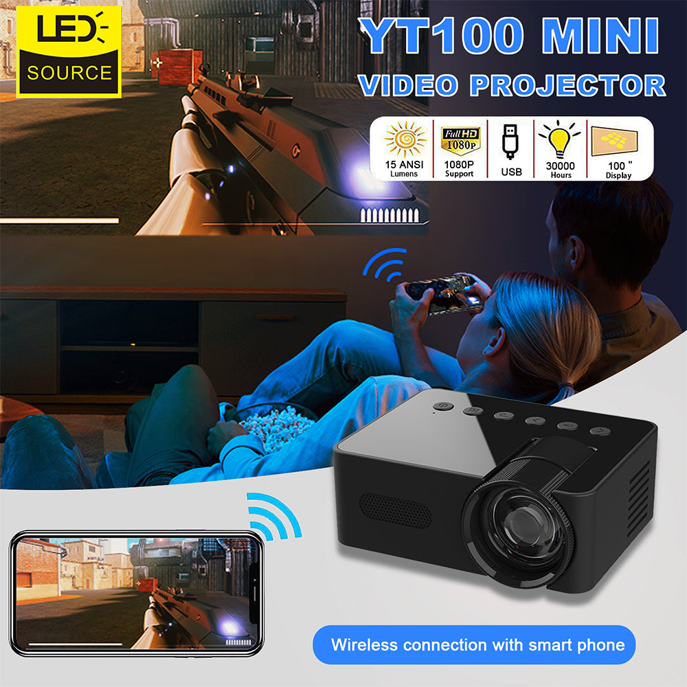 YT100 Home Mini Portable Mini Projecteur HD Home Wireless Mini Phone Projection