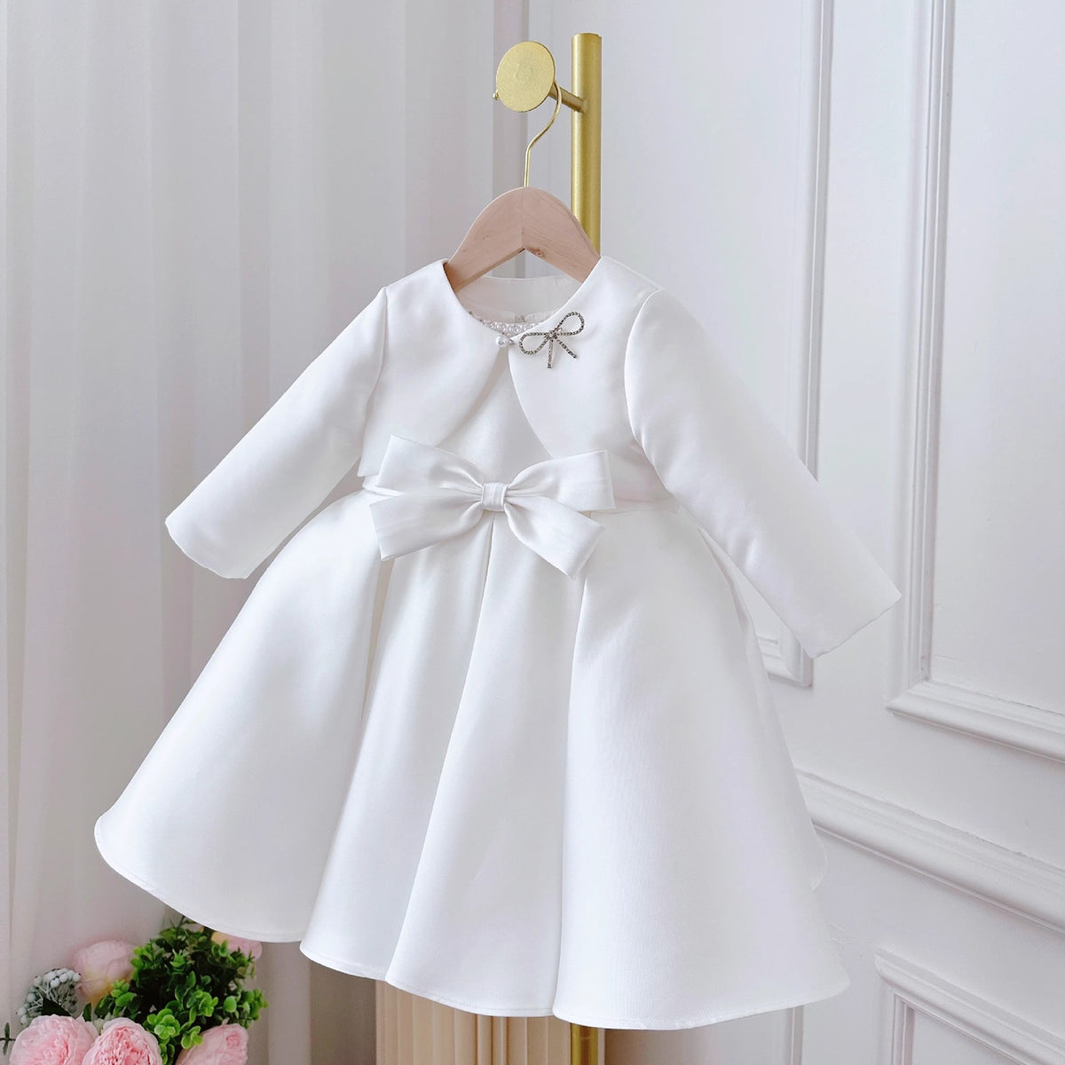 Women's Korean Style Baby Doll Dress White Classic Style Two-Piece Set
