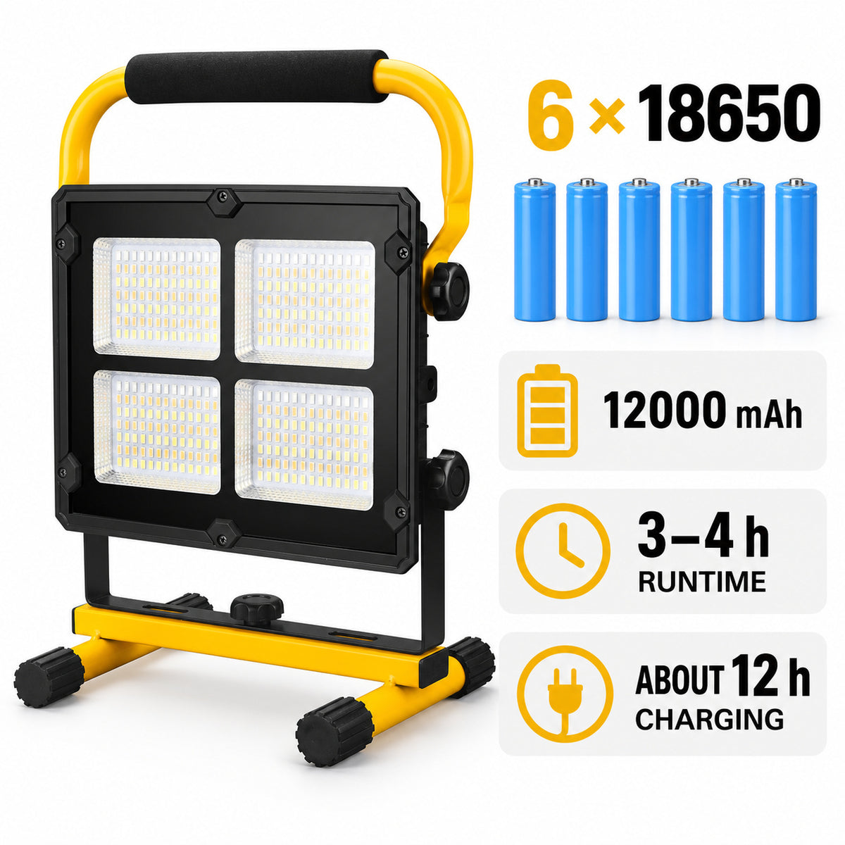 Affichage de batterie rechargeable alimenté par le solaire Type C LED Lampe de crue W878 2 Sécurité extérieure