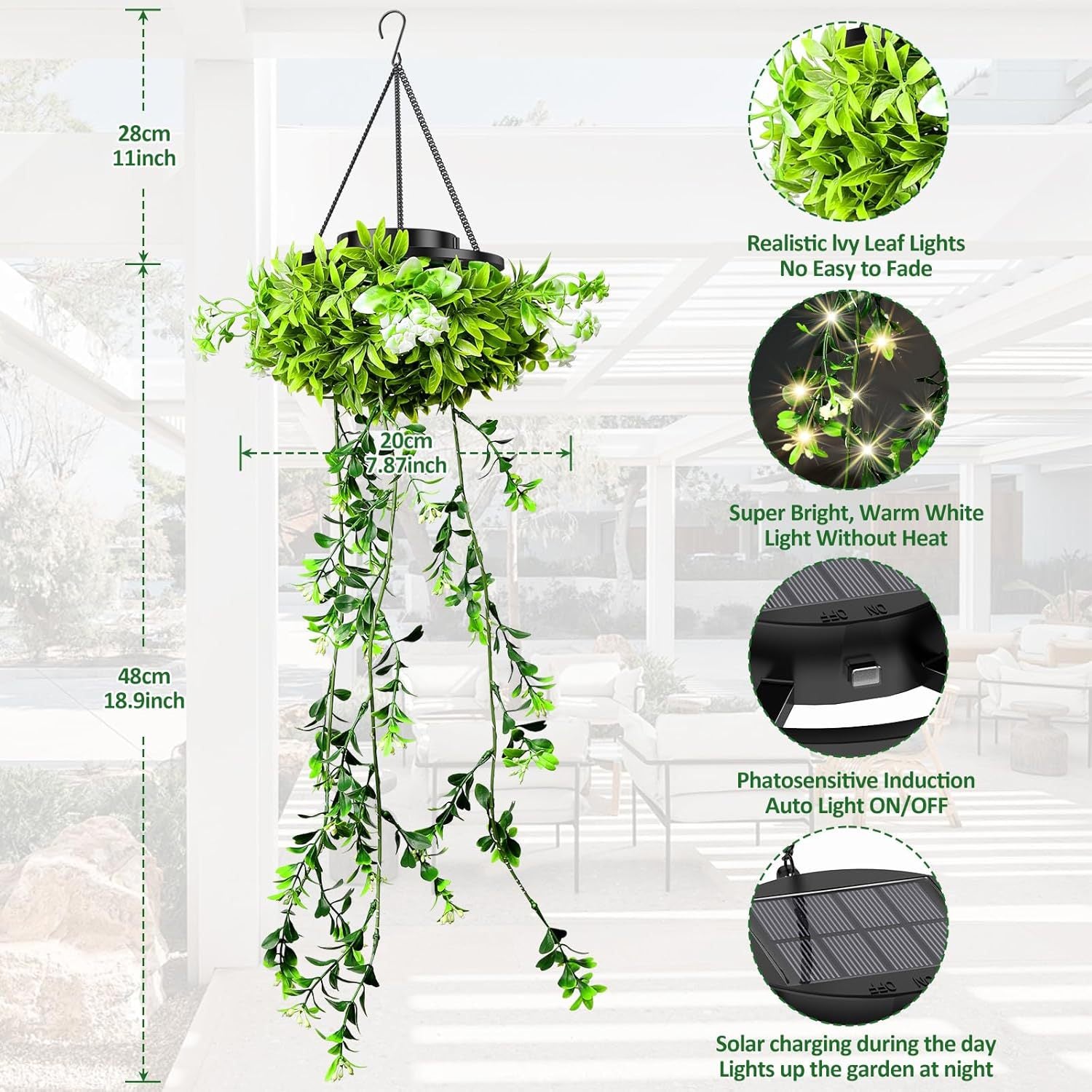 Imperméable Plant suspendu Jardin Balcon Décoratif Paysage Lumière