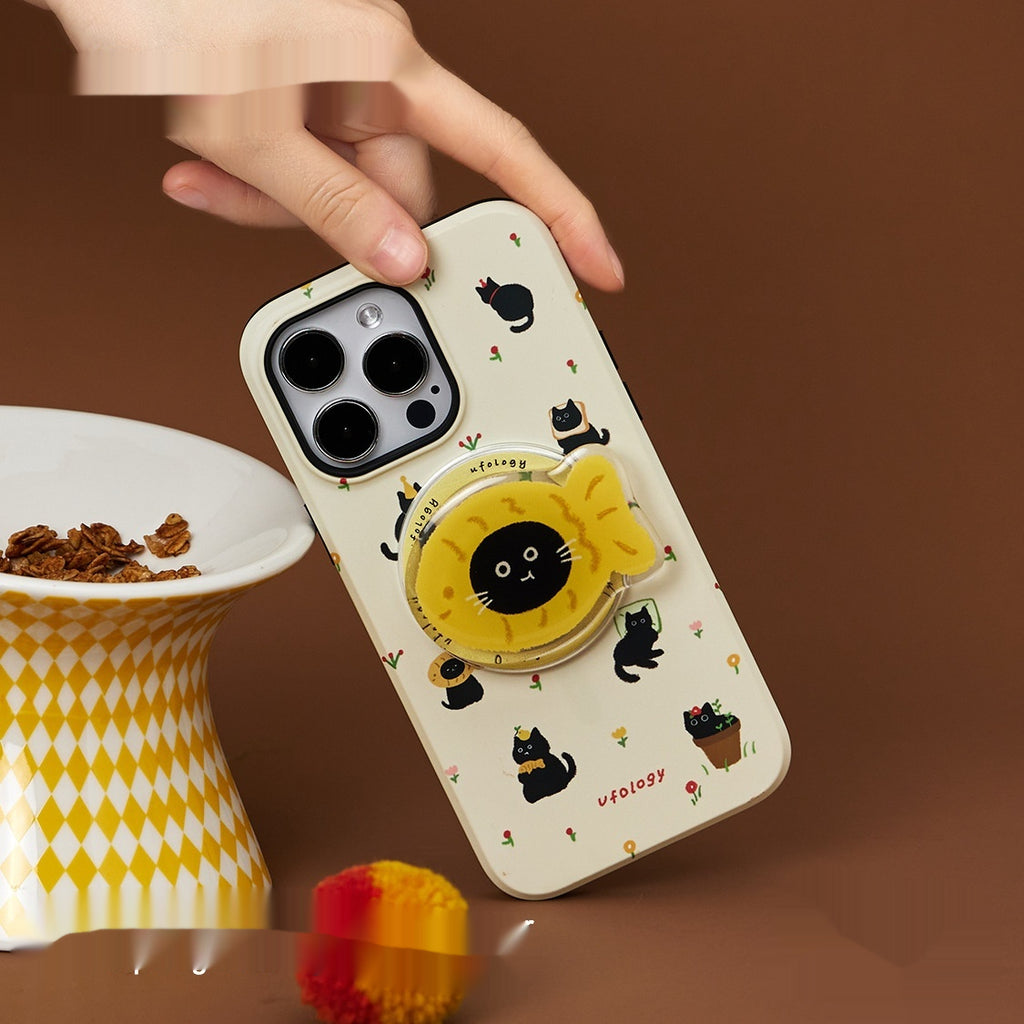 2-en-1 Coque de film Étui de téléphone avec motif chat
