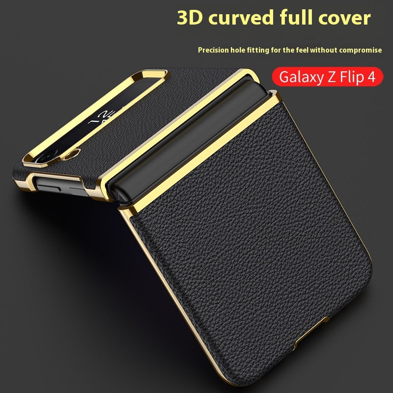 Z Flip4 Étui de téléphone Zflip4 Écran pliable tout compris cuir uni