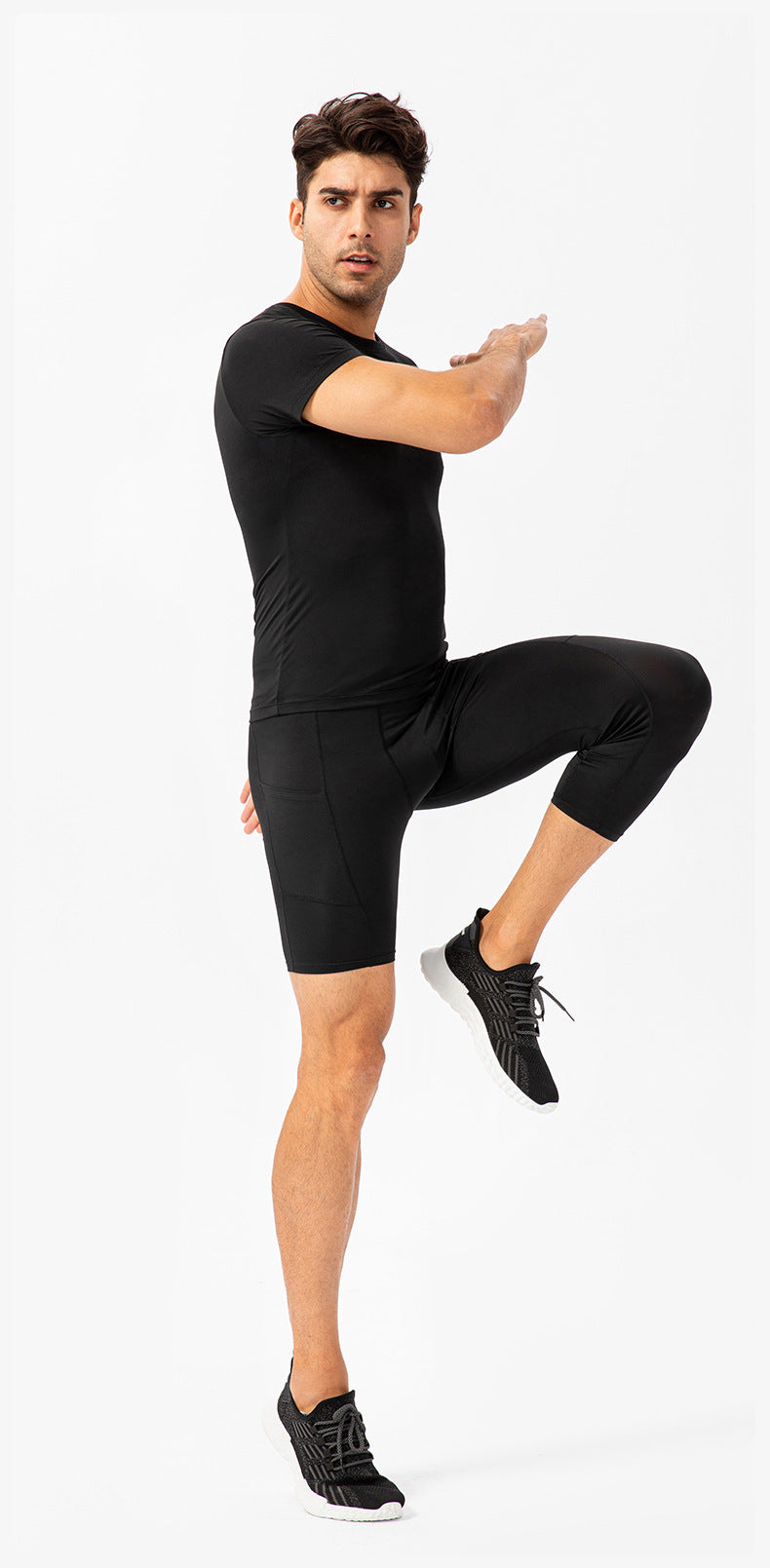 Pantalon de fitness à jambes simples pour hommes Longueur de la poche