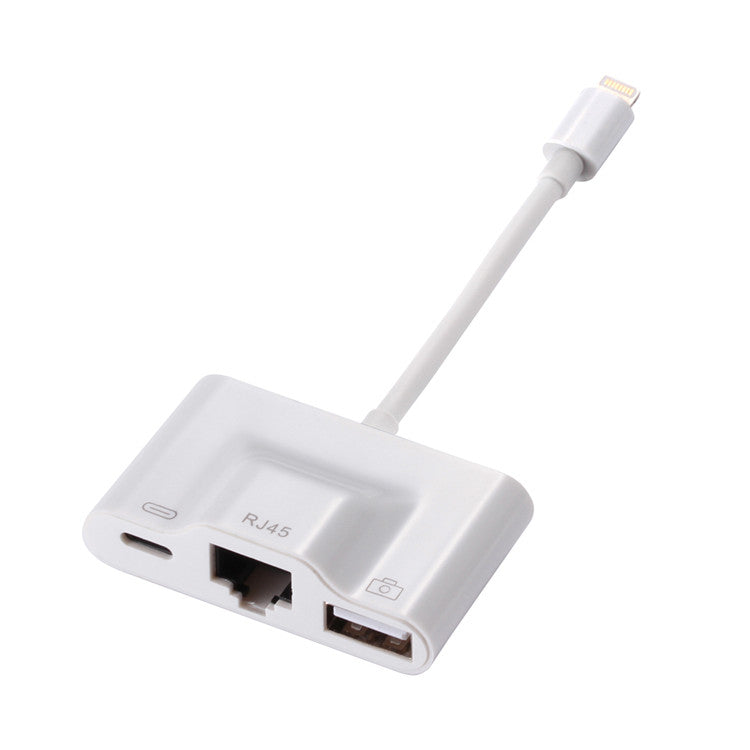 LRU301 adaptateur USB OTG 3 en 1 8pin Ethernet RJ45 pour lecteur de caméra