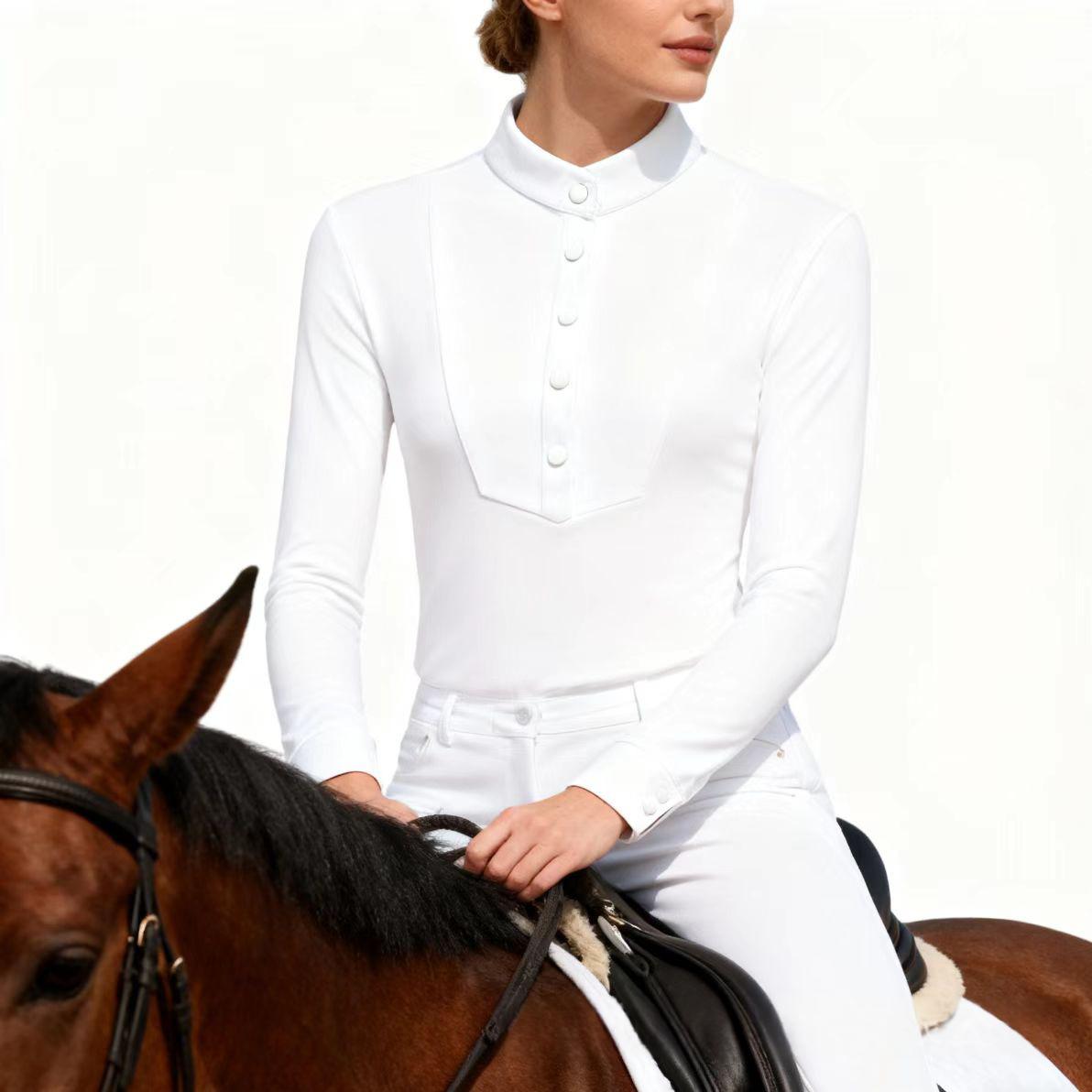 Chemise équestre à manches longues de printemps pour femmes