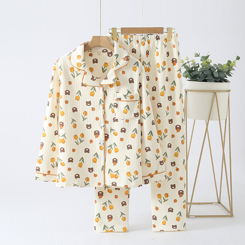 Costume de pyjama en coton d'hiver épais et d'air pour femmes