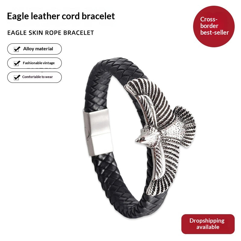Stylish and elegant eagle-shaped leather bracelet