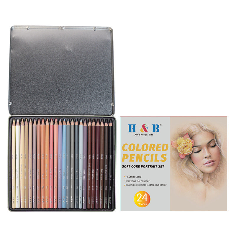 Peinture 24-couleur Stylo de couleur de peau peint à la main Portrait Couleur crayon fournitures d'art huileux