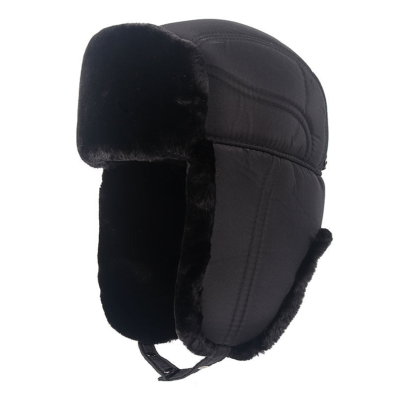 Plus Velvet épais chaud et coupe-vent Lei Feng Hat protection oreille noire