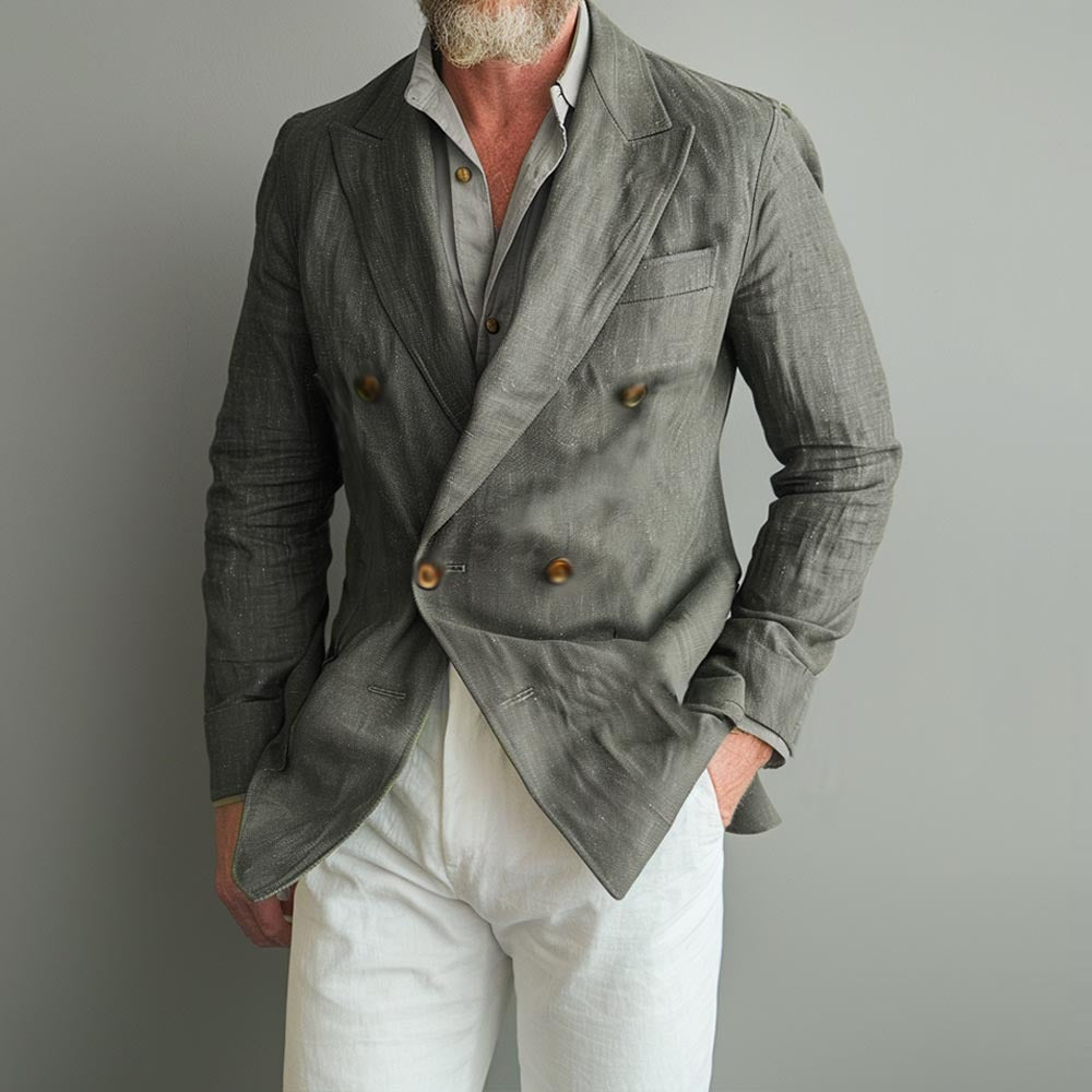 Veste de costume à manches courtes à deux bras pour hommes style britannique