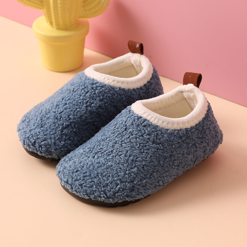 Pantoufles de coton d'automne et d'hiver à doublure polaire pour enfants