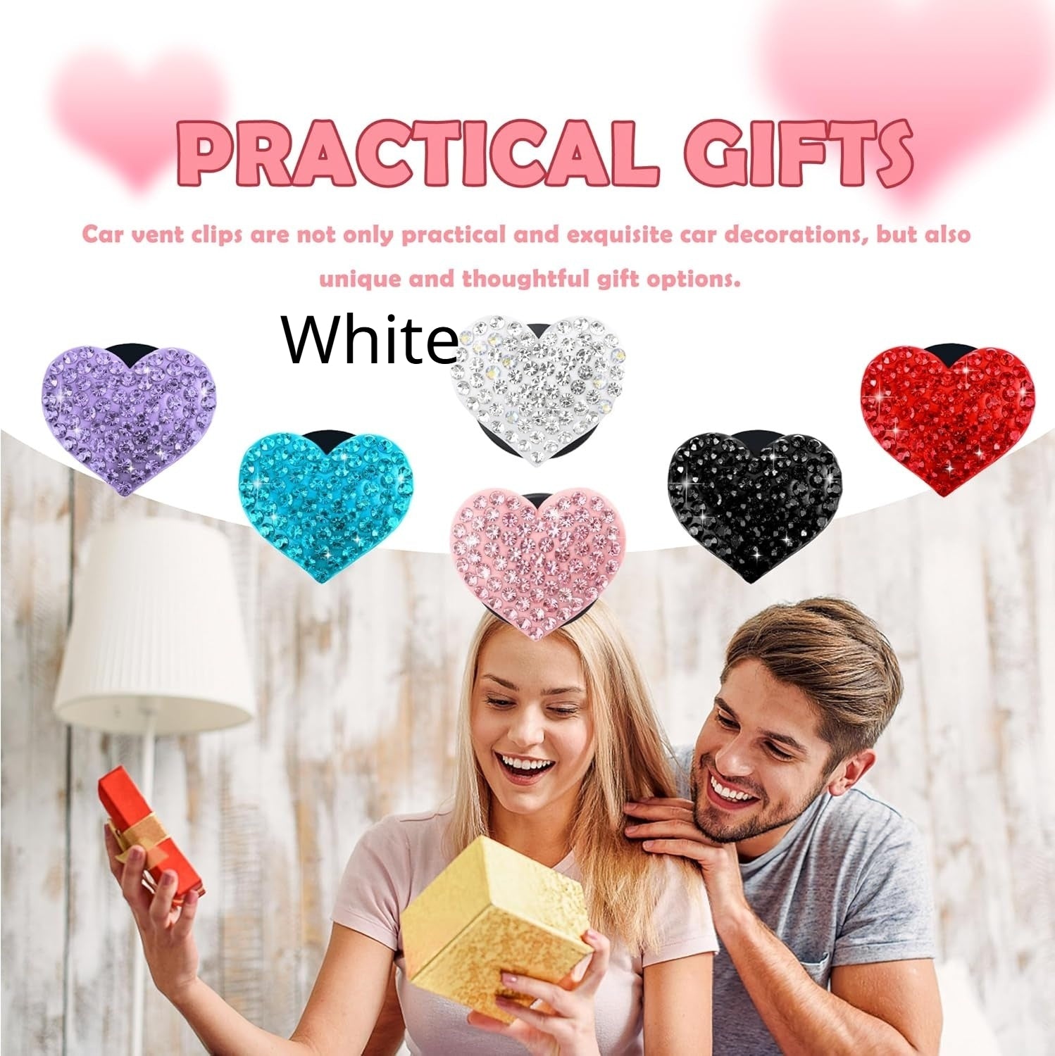 Resin Heart Strass Car Air Vent Perfume Clip