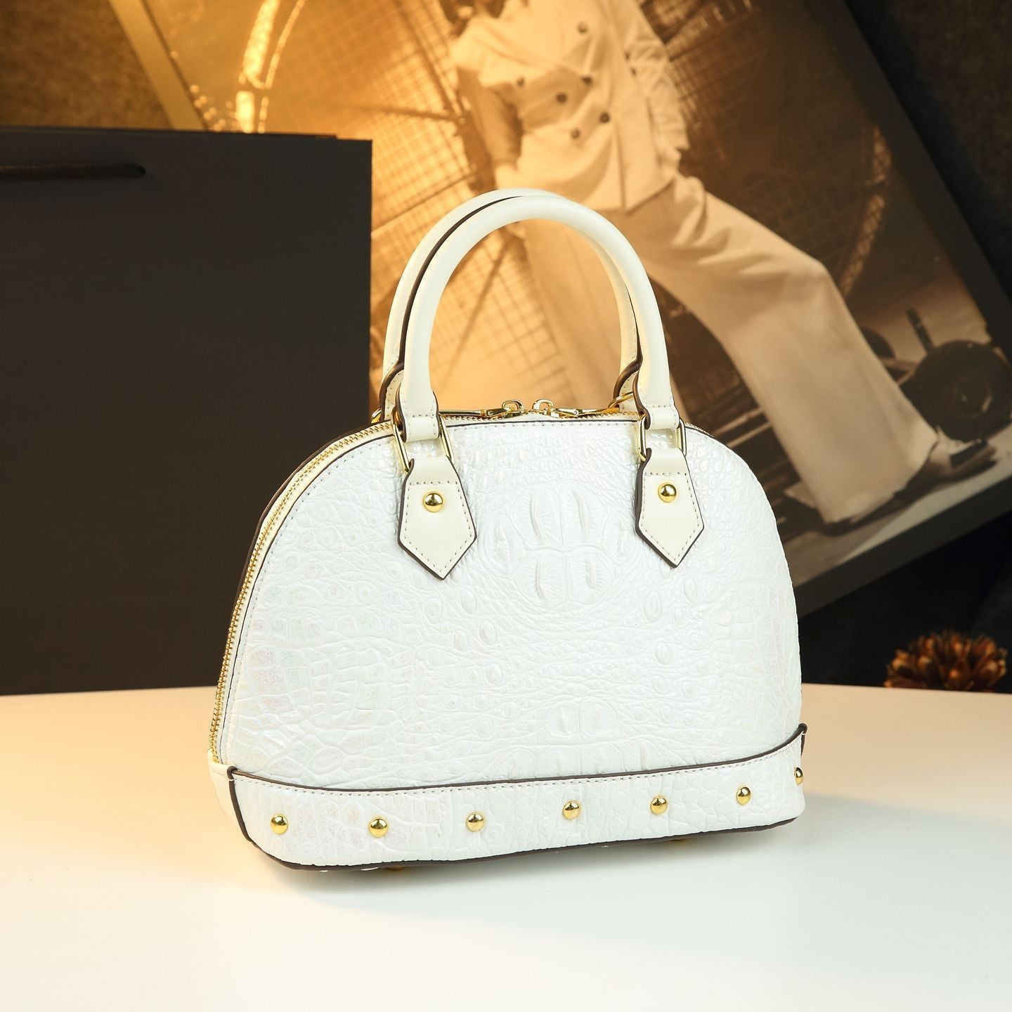 Sac à main en crocodile pour femmes haut de gamme avec des talons tendance