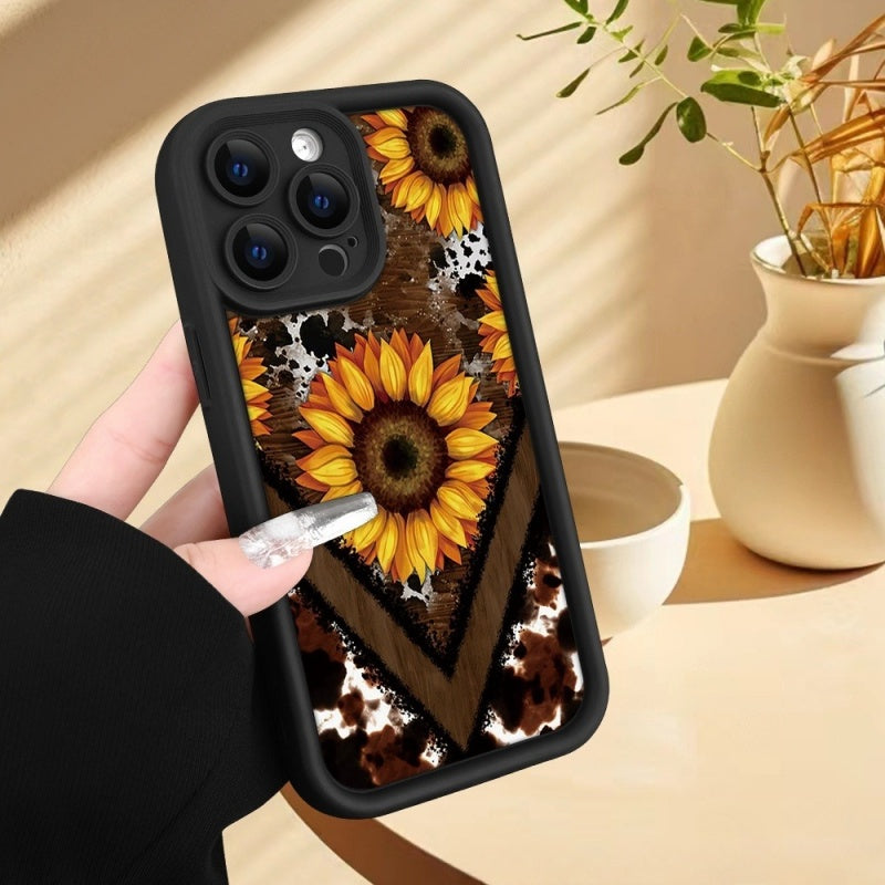 Leopard imprimé personnalisé Sunflower Silicone Phone Case
