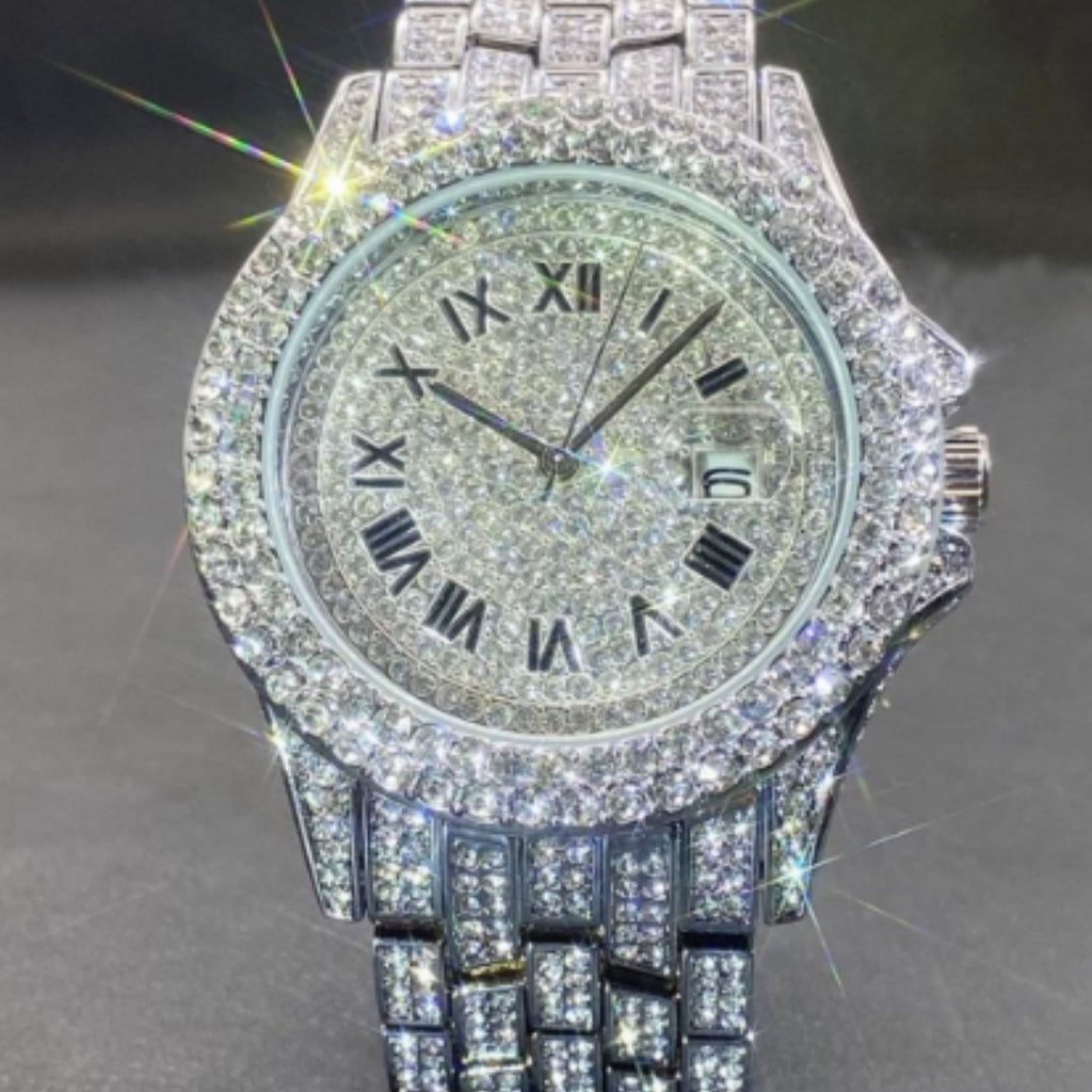 Full Diamond High End Calendrier Montres Quartz Hommes Montres Messieurs