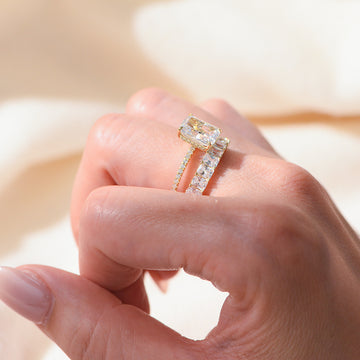 Bague argent 925 femme, duo serti d'oxydes de zirconium 5A