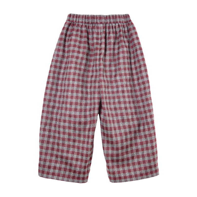 Plaid Mode Simple Confortable et Vintage Long Pantalons