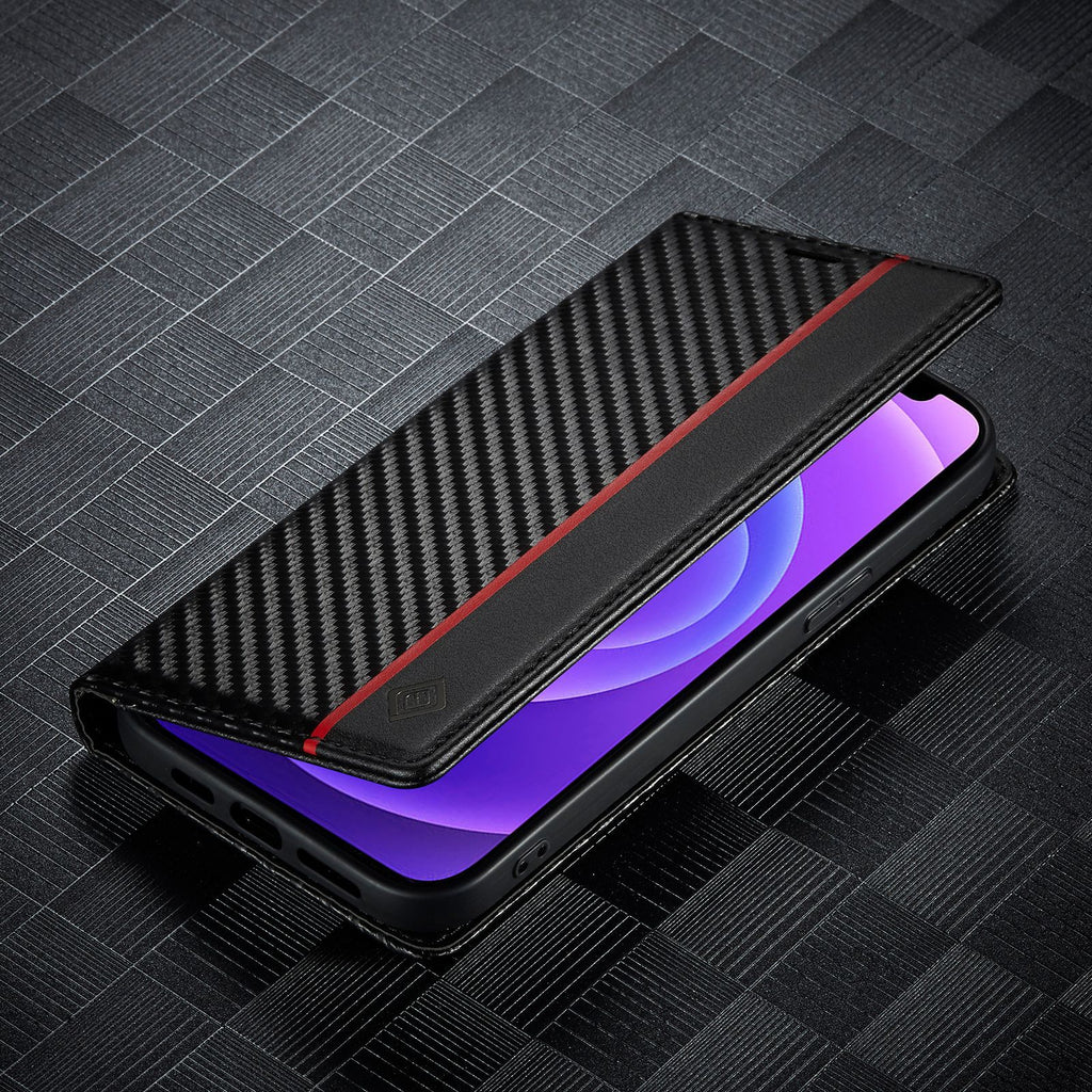 Convient pour boîtier de téléphone en fibre de carbone en cuir