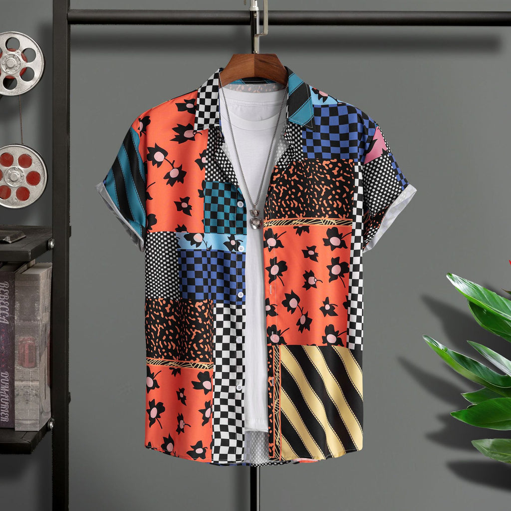 Chemise homme manches courtes Impression numérique 3D Hawaiian Trendy Cardigan Shirt