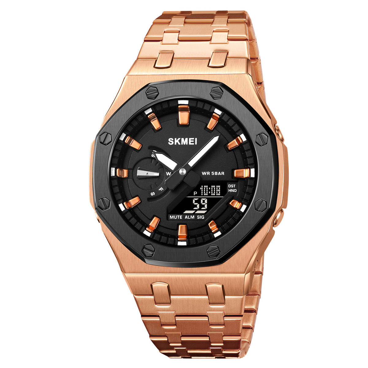 Montre électronique d'affaires à double affichage multifonction pour hommes