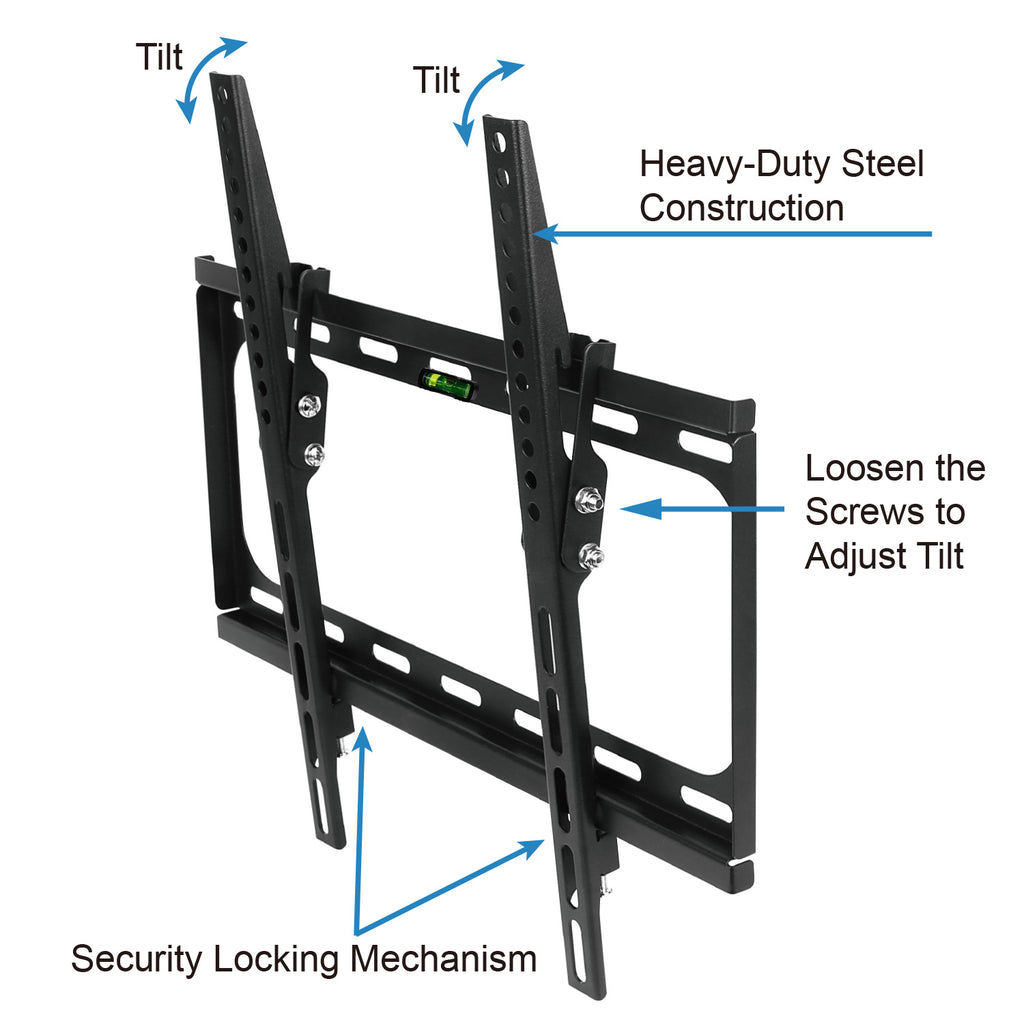 Support mural 1Pc TV Tilt Double bras Support TV VESA 400x400mm maximum pour les téléviseurs 26-55in