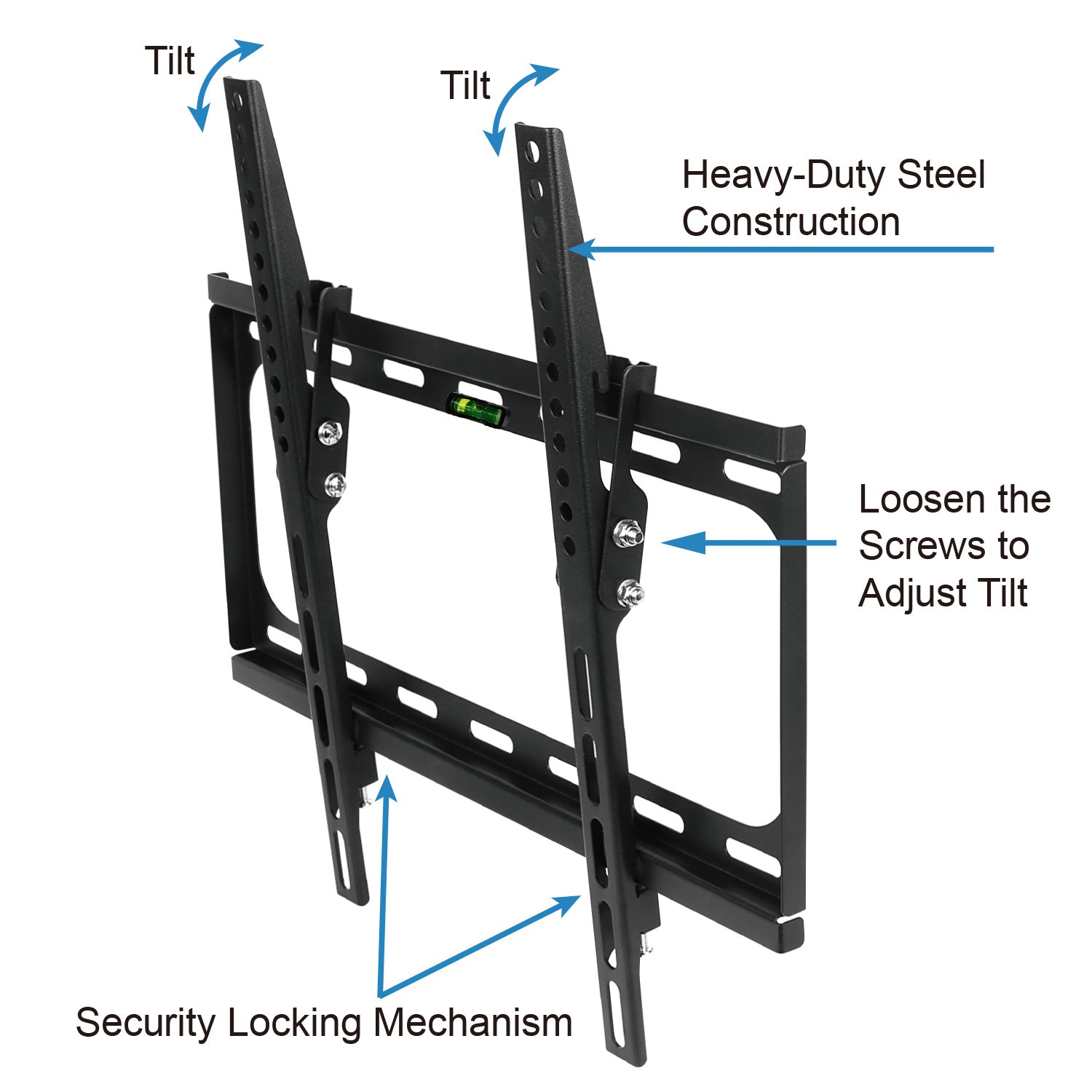Support mural 1Pc TV Tilt Double bras Support TV VESA 400x400mm maximum pour les téléviseurs 26-55in