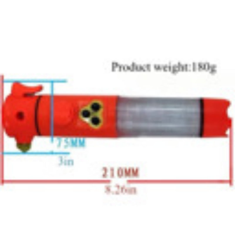 Hammer multifonctionnel rouge et jaune pour la sécurité automobile avec lampe de poche