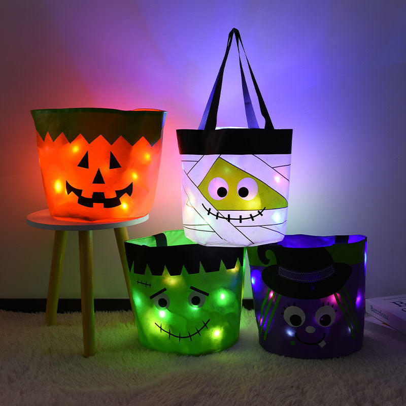 Panier de décorations d'Halloween lumineux multi-grains