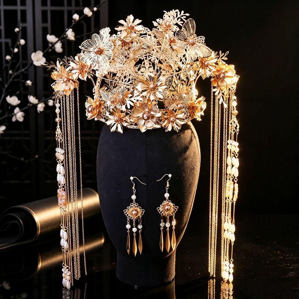 Hanfu mariage coiffure nuptiale mariage cheveux couronne ornement