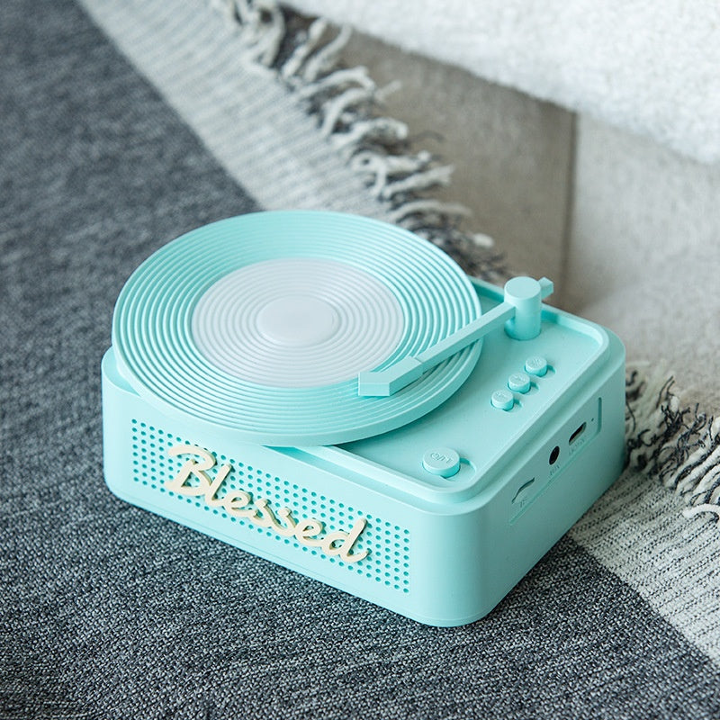 Lumière de nuit rétro de style vinyle et haut-parleur Bluetooth tout-en-un sans fil